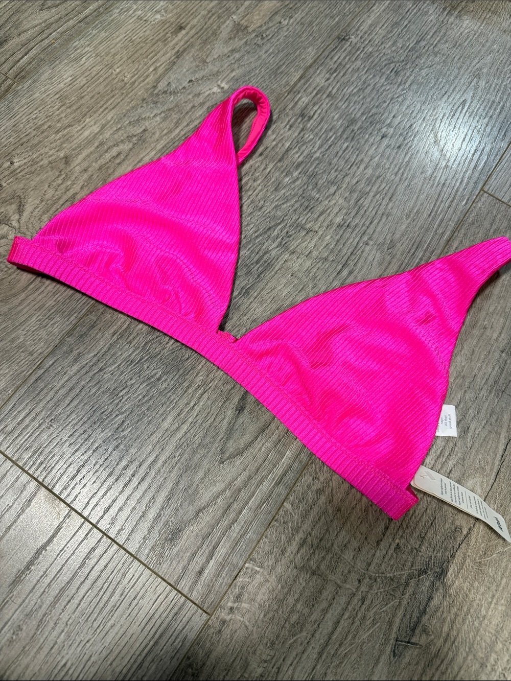 Aerie Neon Pink Ribbed Triangle Bikini Top